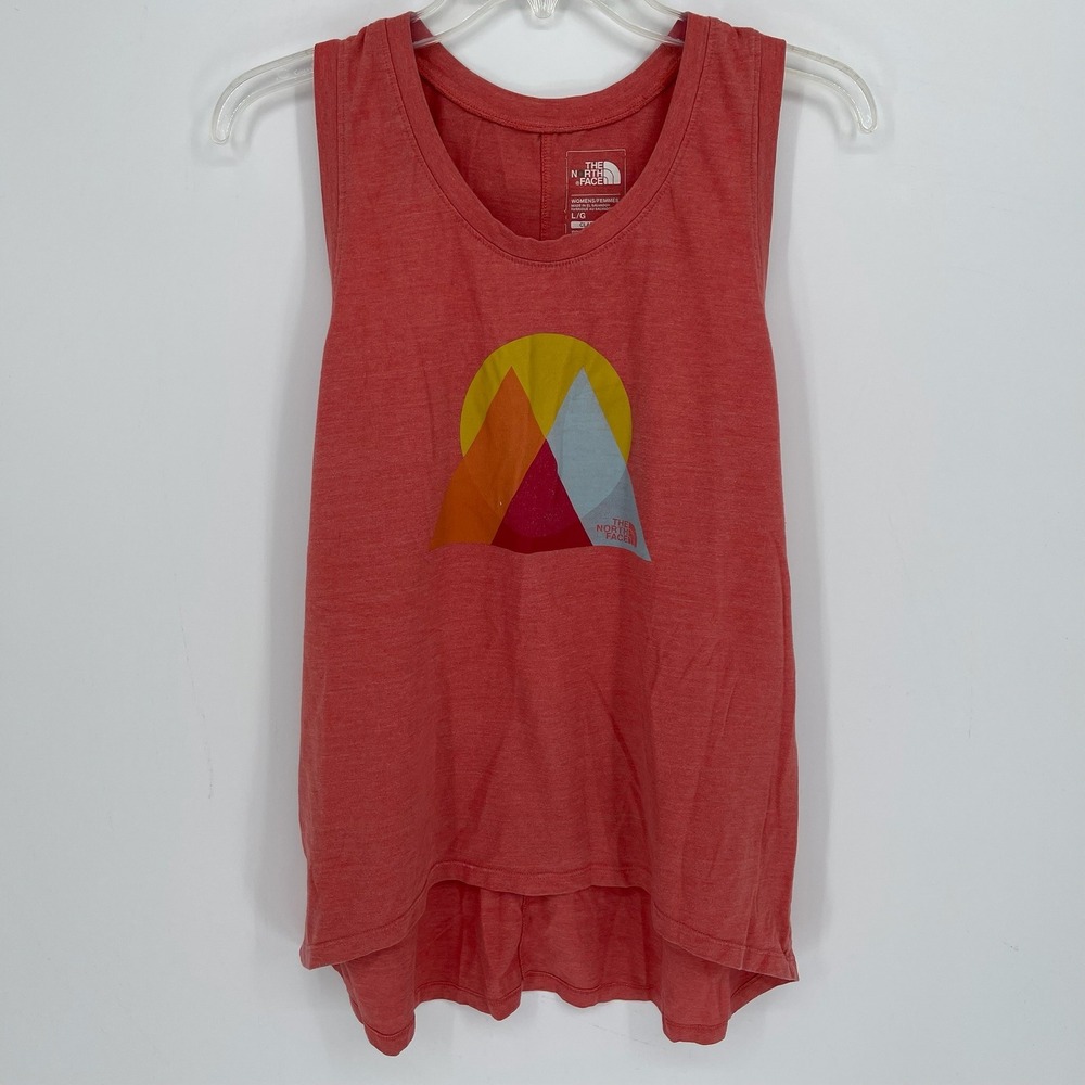 The North Face Women's Pink Classic Graphic Mountain Racerback Tank Top‎ Size L